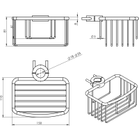 Sapho SMART drátěná polička na sprchovou tyč 18-25mm, chrom 76260
