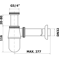 Bruckner Umyvadlový sifon 5/4", DN32mm nízký, chrom 151.211.1
