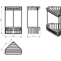 Gedy SMART dvoupatrová rohová police 200x325x151mm, chrom 2482