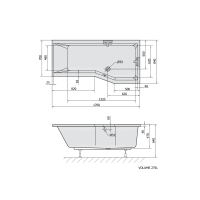 Polysan VERSYS R asymetrická vana 170x84x70x47cm, bílá 70611