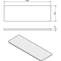 Sapho Police 500x100x8mm, čiré sklo 23481