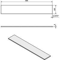 Sapho Police 600x100x8mm, mléčné sklo 22482