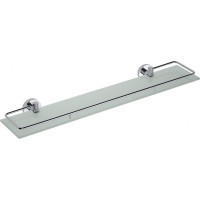 Sapho X-ROUND E polička skleněná s výklopnou hrazdou 600x130mm, mléčné sklo, chrom XR600