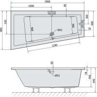 Polysan ANDRA L SLIM asymetrická vana 180x90x45cm, bílá 72872S