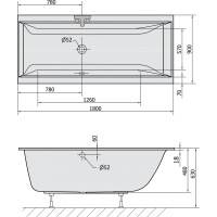 Polysan CLEO SLIM obdélníková vana 180x90x48cm, bílá 13111S