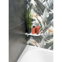 Sapho ABELINE rohová police rockstone 300x100mm, excentrická, bílá mat AE300-0101
