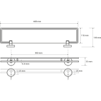 Sapho X-ROUND E polička skleněná s výklopnou hrazdou 600x130mm, mléčné sklo, chrom XR600
