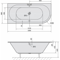 Polysan VIVA L SLIM asymetrická vana 185x80x47cm, bílá 72099S