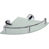 Sapho X-ROUND E skleněná polička rohová s hrazdou 255x60x230mm, chrom XR605