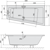 Polysan ANDRA R SLIM asymetrická vana 180x90x45cm, bílá 78771S