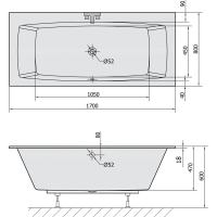 Polysan KVADRA SLIM obdélníková vana 170x80x47cm, bílá 18611S