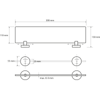 Sapho X-ROUND E skleněná polička 300x130mm, mléčné sklo, chrom XR601
