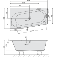 Polysan ASTRA WL SLIM asymetrická vana 165x90x48cm, bílá 30611S
