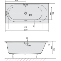 Polysan ASTRA B SLIM obdélníková vana 165x75x48cm, bílá 32611S