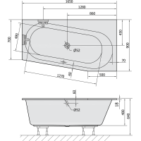 Polysan ASTRA WR SLIM asymetrická vana 165x90x48cm, bílá 31611S