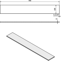Sapho Police 700x100x8mm, mléčné sklo 22483