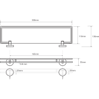 Sapho X-ROUND E skleněná polička s výklopnou hrazdou 300x130mm, mléčné sklo, chrom XR607