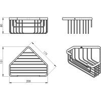Gedy SMART rohová police do sprchy, 200x80x151mm, černá mat 2483-14