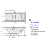 Polysan MARLENE HYDRO hydromasážní vana, 170x80x48cm, bílá 72403H