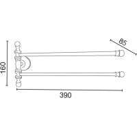 Sapho PERLA dvojitý držák ručníků otočný 390mm, zlato PE0175