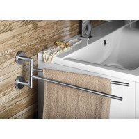 Sapho X-STEEL dvojitý držák ručníků otočný 370mm, nerez mat XS405