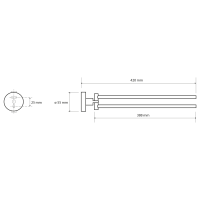 Sapho X-ROUND dvojitý držák ručníků otočný 420mm, chrom XR405