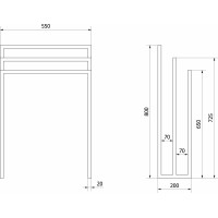 Sapho SKA stojan na ručníky 550x800x200mm, černá mat SKA303