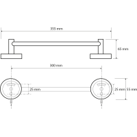 Sapho X-ROUND E držák ručníků 300x65mm, chrom XR406