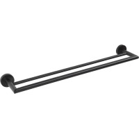 Sapho X-ROUND BLACK dvojitý držák ručníků 600x120mm, černá XR401B