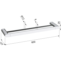 Sapho FLORI dvojitý držák ručníků 600x127mm, černá mat RF011/15