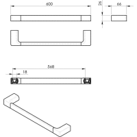 Gedy PIRENEI držák ručníků 600x66mm, zlato PI216087