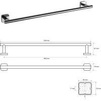 Sapho INSIA držák ručníků 600x87mm, chrom IS009