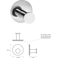 Sapho X-ROUND samolepící háček, nerez lesk XR219