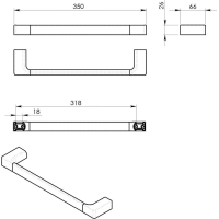 Gedy PIRENEI držák ručníků 350x66mm, černá mat PI213514