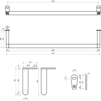 GSI KUBE X/NORM čelní držák ručníků 50cm, chrom PASAND50