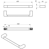 Gedy PIRENEI držák ručníků 600x66mm, černá mat PI216014