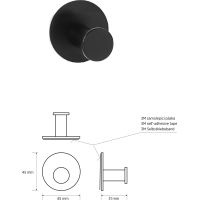 Sapho X-ROUND samolepící háček, černá mat XR219B