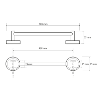 Sapho X-ROUND E držák ručníků 450x65mm, chrom XR408