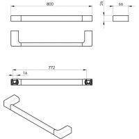 Gedy PIRENEI držák ručníků 800x66mm, černá mat PI218014