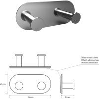 Sapho X-ROUND samolepící dvojháček, nerez lesk XR220