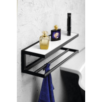 Sapho SKA nástěnná police 450x140x160mm, černá mat s bílou MDF deskou SKA401