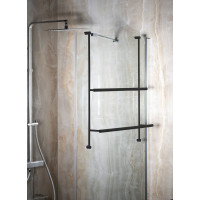 Sapho Závěsný držák ručníků na sprchovou zástěnu 600x730x125mm, černá mat 1301-09B