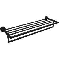 Sapho X-ROUND BLACK polička na ručníky s hrazdou 500mm, černá XR421B