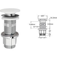 Silfra IMPALA umyvadlová výpust 5/4“, click clack, zátka Rockstone, bílá mat WA03451