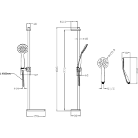 Sapho BRIT sprchová souprava s poličkou, posuvný držák, 805mm, sprch. hadice 1500mm, chrom 1202-25
