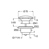 GSI GSI umyvadlová výpust 5/4“, neuzavíratelná, tl.5-65 mm, keramická krytka, cenere mat PVC17