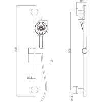 Sapho Sprchová souprava, posuvný držák 700mm, hadice 1500mm, černá mat SC515