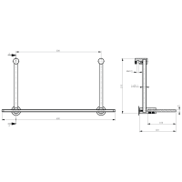 Sapho Závěsná skleněná polička na sprchovou zástěnu 400x180x125mm, chrom 1301-15