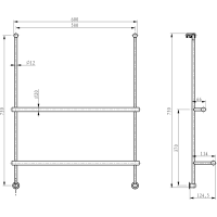 Sapho Závěsný držák ručníků na sprchovou zástěnu 600x730x125mm, černá mat 1301-09B