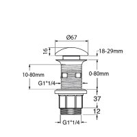 Sapho BLOK umyvadlová výpust 5/4“, click-clack, zátka černý marquin, mat 2401-931